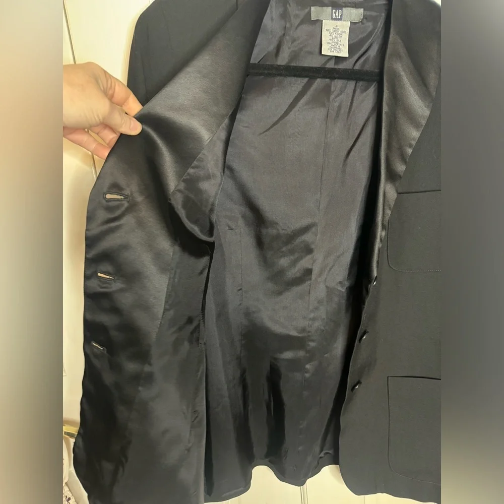 Gap Wool Blend Lined Black Blazer Size 4 Oversized